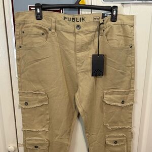 Publik Men's Tan Cargo Jeans